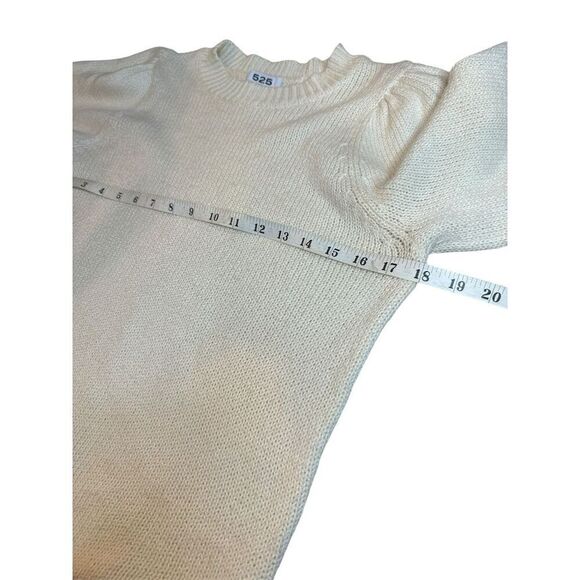 525 America Women's Ivory Puff Sleeve Pullover Sweater Size M - Picture 6 of 10